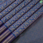 Peacock green gold zari grand mango creeper design peacock blue gold zari zig zag border grand bridal silk saree