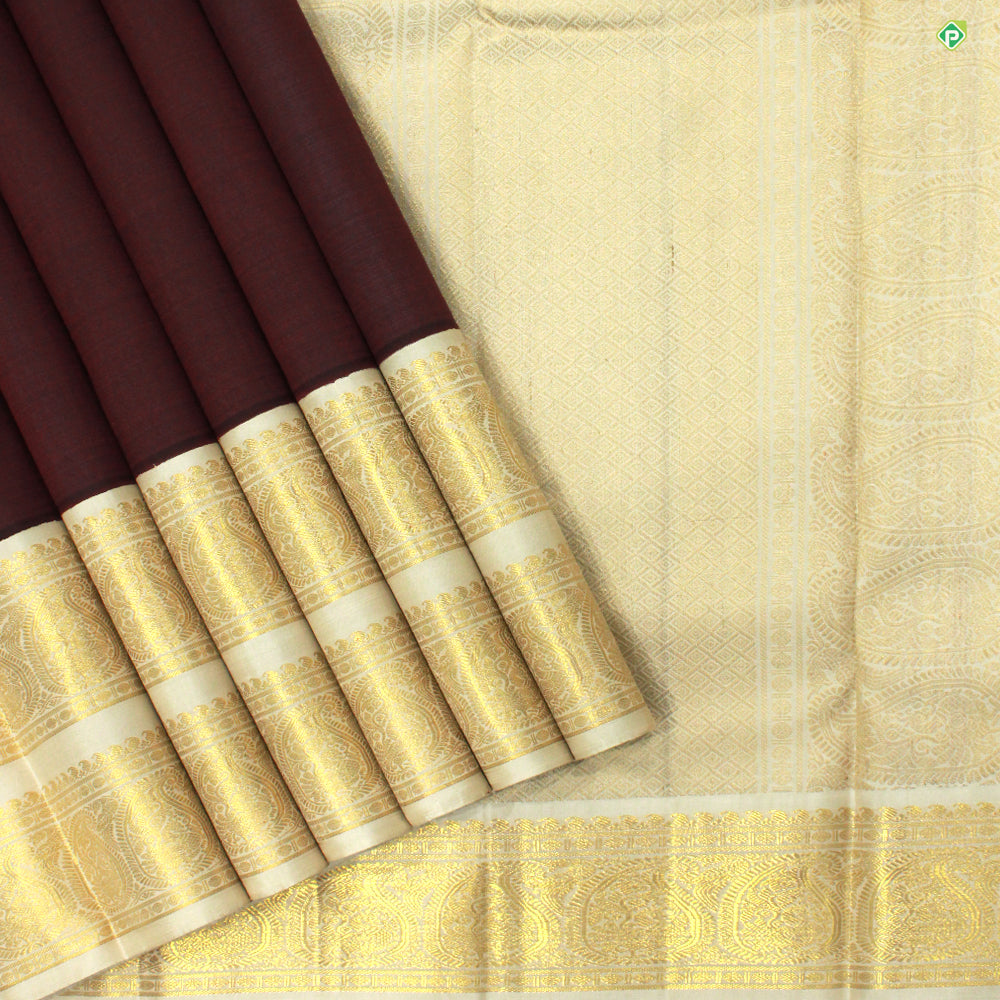 Maroon Red With Beige Big Fancy Butta Pure Zari Traditional Silks Saree