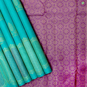 Sky Blue With Lavender Pink Colour Big Leaf With flower Fancy Motifs Trendy Silks Saree