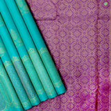 Sky Blue With Lavender Pink Colour Big Leaf With flower Fancy Motifs Trendy Silks Saree
