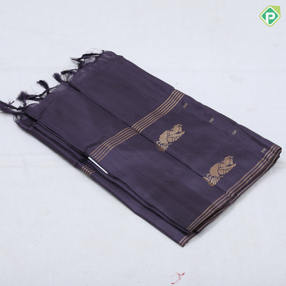 pastel color body dark color pallu concept soft fancy banana pith hot silk saree