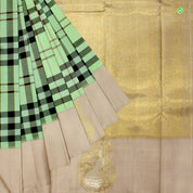 Sea Green With Lavender Pink Zari Checks Trendy Silks Saree