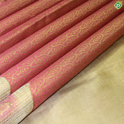 Peach Orange Gold Zari With Cream color Turning  Border Traditional Silk Saree