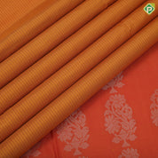 Mango yellow rust lines full body design self gold zari border soft silk saree