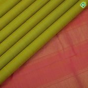 lemon green dual done plain weaved candy pink gold zari elephant butta line border plain traditional vintage silk saree