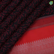 Black colour Dark Pink Thread Floral Design Self Colour Peacock Border Design Luxury Black Silk Saree