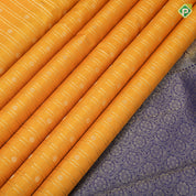 Corn yellow gold zari double lines mid dots design royal blue gold zari rangoli border traditional silks saree
