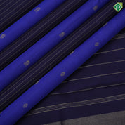 Indigo blue navy blue gold zari butta lines partly design borderless trendy designer silk saree