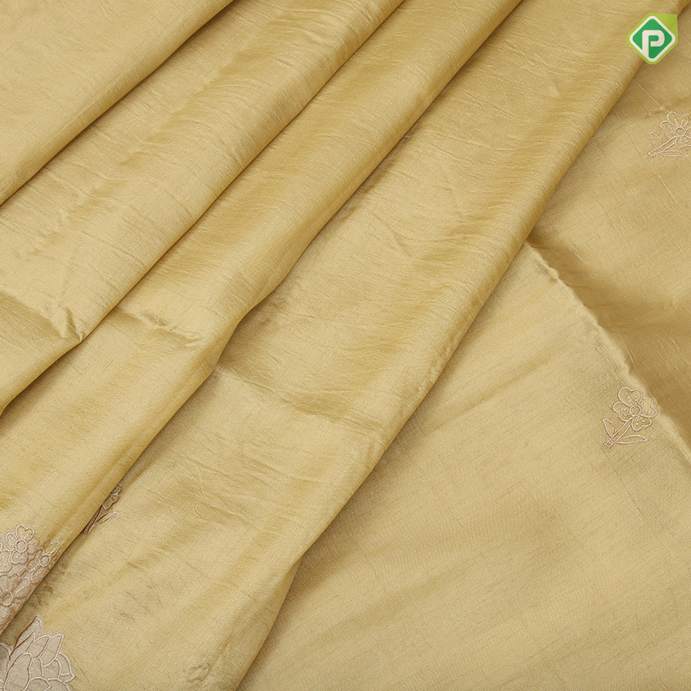 Tusser style plain body Embroidery border design fancy cotton saree