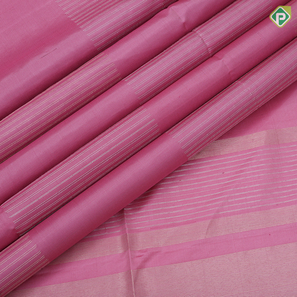onion pink grouped gold zari lines box shape self color gold zari border soft silk saree