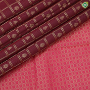 Violet gold zari window panel mid fancy butta pink gold zari fancy border Pure Mix silk saree