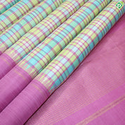 Multi Colure Checked With Pink Colure Border Trendy Designer Silk Saree