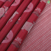 Beetroot red silver zari cow and lotus Pichwai painting Inspired rare signature edition silk saree