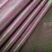 light pink copper zari embossed design apple green copper zari turning border tissue art silk saree