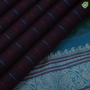 Dark Brown Zero Zari Veldhari Design Rama Green Peacock Elephant Border Design Traditional Silk Saree