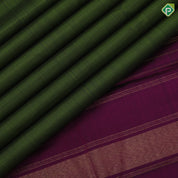 Bottle green plain weaved Purple gold zari border plain traditional vintage silk saree
