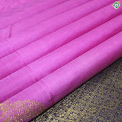 Pink Color Self With Peacock Motif Edge Cross Line Border Traditional Silk Saree