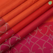 Rani pink honey orange gold zari butta grand design pallu gold zari border soft silk saree