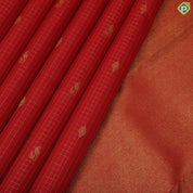 Rani red gold zari checked fancy butta self gold zari peacock butta border traditional silk saree