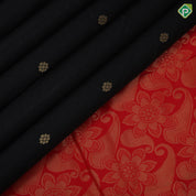Black with gold zari fancy flower butta design rani red gold zari mango thilagam butta border pure mix saree