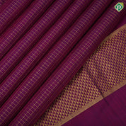 Purple gold zari vairaoosi checks design self gold zari mayilkan border 9 yards madisar silk saree