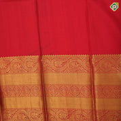 Multi color digital print design Chilly Red gold zari Multi line border pattu paavadai lehanka