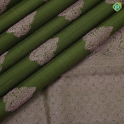 Army green copper zari fancy thilagam butta design self copper edge border traditional silk saree