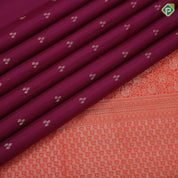 Dark purple silver gold zari tri star butta design contrast orange silver gold zari fancy design border trendy designer silk saree