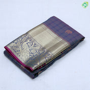 Pink gold zari checks and elephant butta design self gold zari peacock and zig zag border Art silk saree