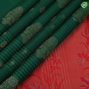 Purple blue gold zari flower bunch design contrast pallu and gold zari border soft silk saree