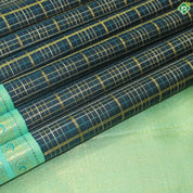 Dark Navy Blue Gold Zari With Rexsona Green Border Traditional Silk Saree