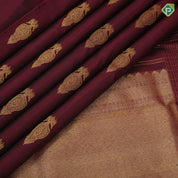 Maroon gold zari Kandapiranda butta design self vairaoosi checks border traditional silk saree