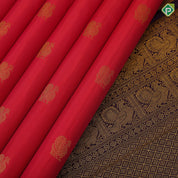 Tomato red gold zari annam butta design purple blue gold zari meena work border retro traditional silk saree