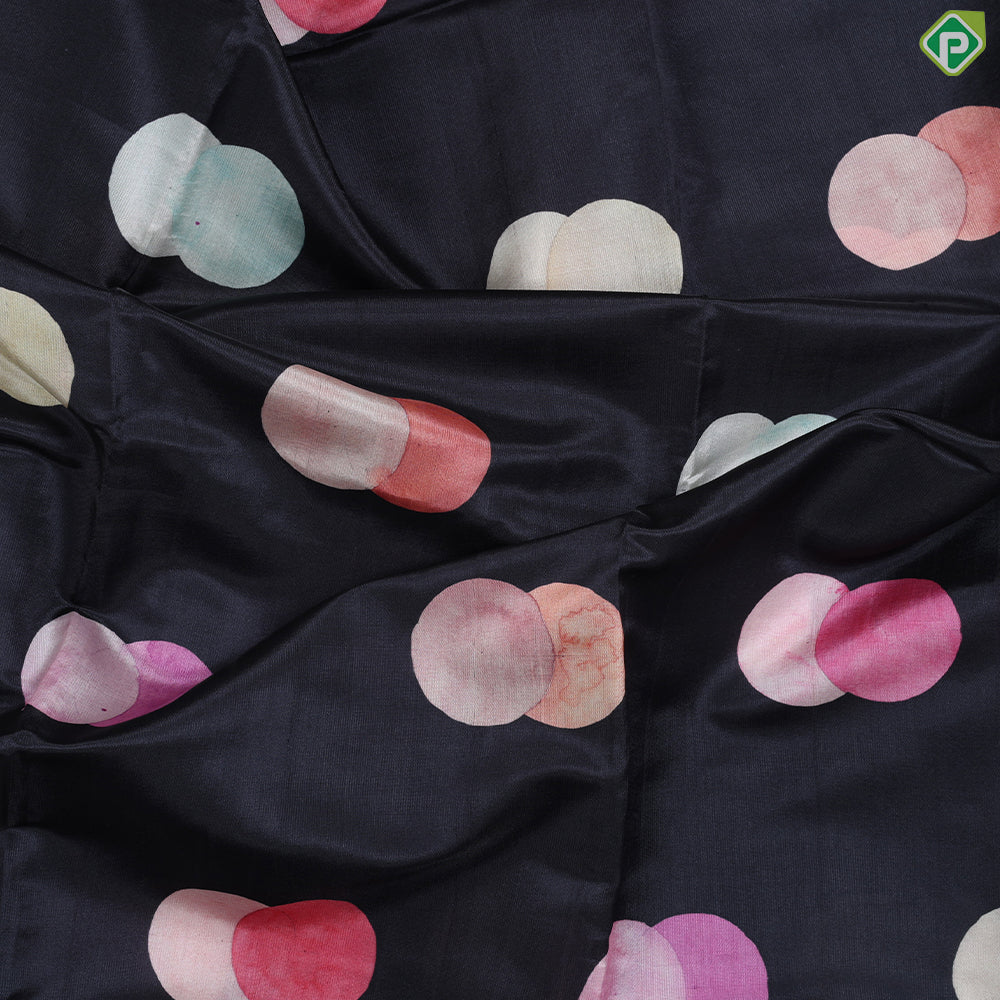 Black With Multi Colour Cercles Design Fancy Saree