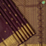 Purple gold zari vairaoosi and peacock rudraksham motifs self gold zari floral design border traditional silk saree