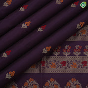 grape brown gold zari meena work butta design self color meena work rangoli border soft silk saree