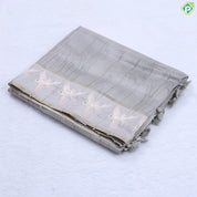 Mint green geometric design zari vairaoosi lines self colour flying fish embroidered fancy cotton saree