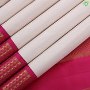 Milk white plain weaved design pink gold zari mayikan border madisar 9 yards silk saree