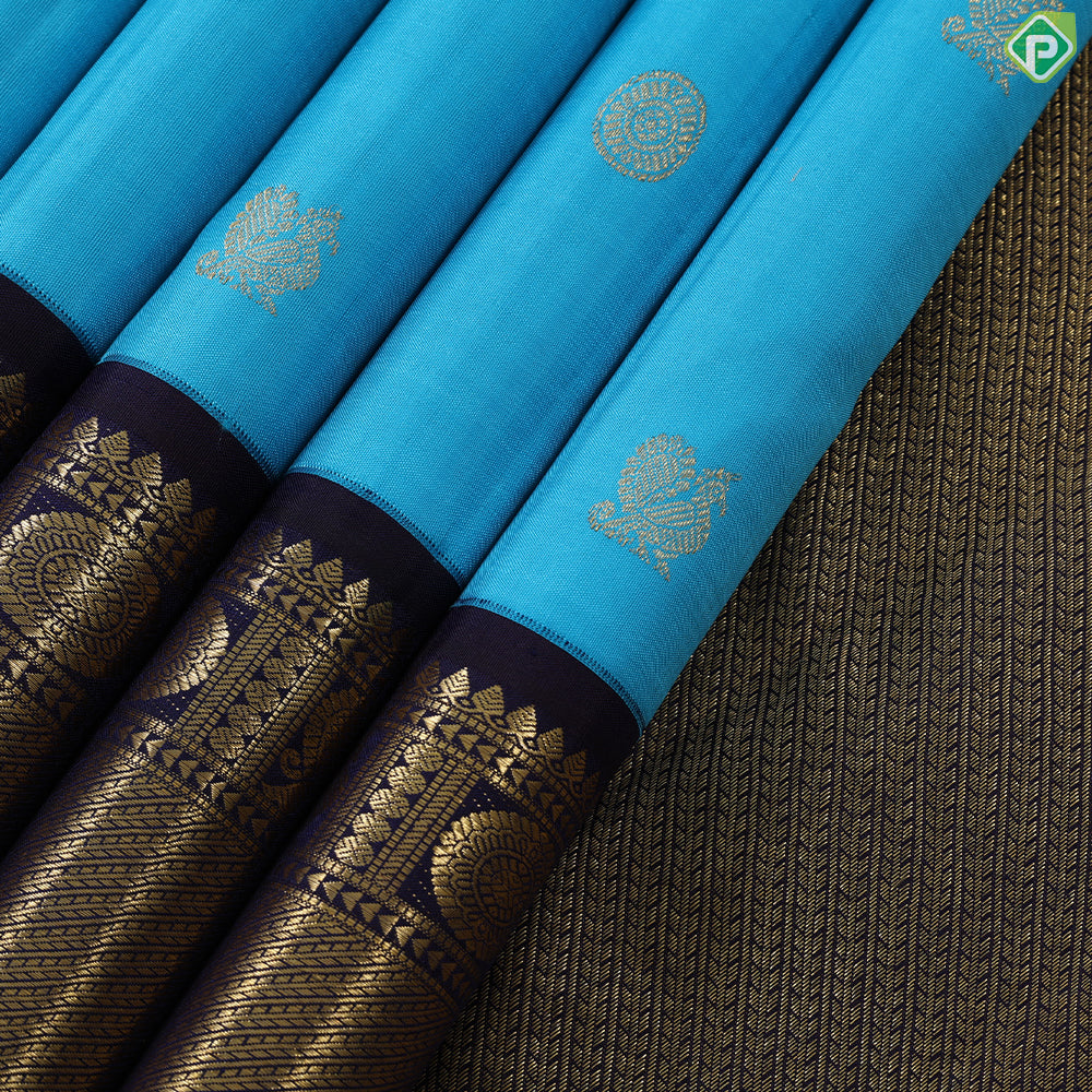 Rama Blue Paalum Pazhamum Border Retro Traditional Silk Saree