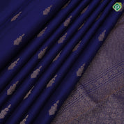Indigo blue copper zari diamond mango butta self copper zari rangoli border traditional silk saree