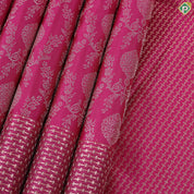 Rani Pink with neem zari grand floral full body design self border bridal silk saree