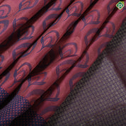 Rani Pink Peacock feather thread work design self gold zari plant meena work border trendy silk saree