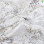 Pista green with multi colour flowers printed fancy cotton saree