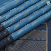 peacock blue silver gold zari bird on ladder design peacock green gold zari lines border soft silk saree