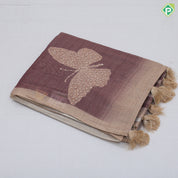 Brownish Red Beater fly Design Contrast Border Fancy Cotton Saree