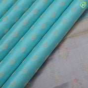 Sea Blue Gold Zari Small Motif Design Peach Orange Mayilkan Border Design Trendy Silk Saree