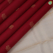 Chilly Red Gold Zari Peacock Motif Design Cream White Peacock Border Design Traditional Silk Saree