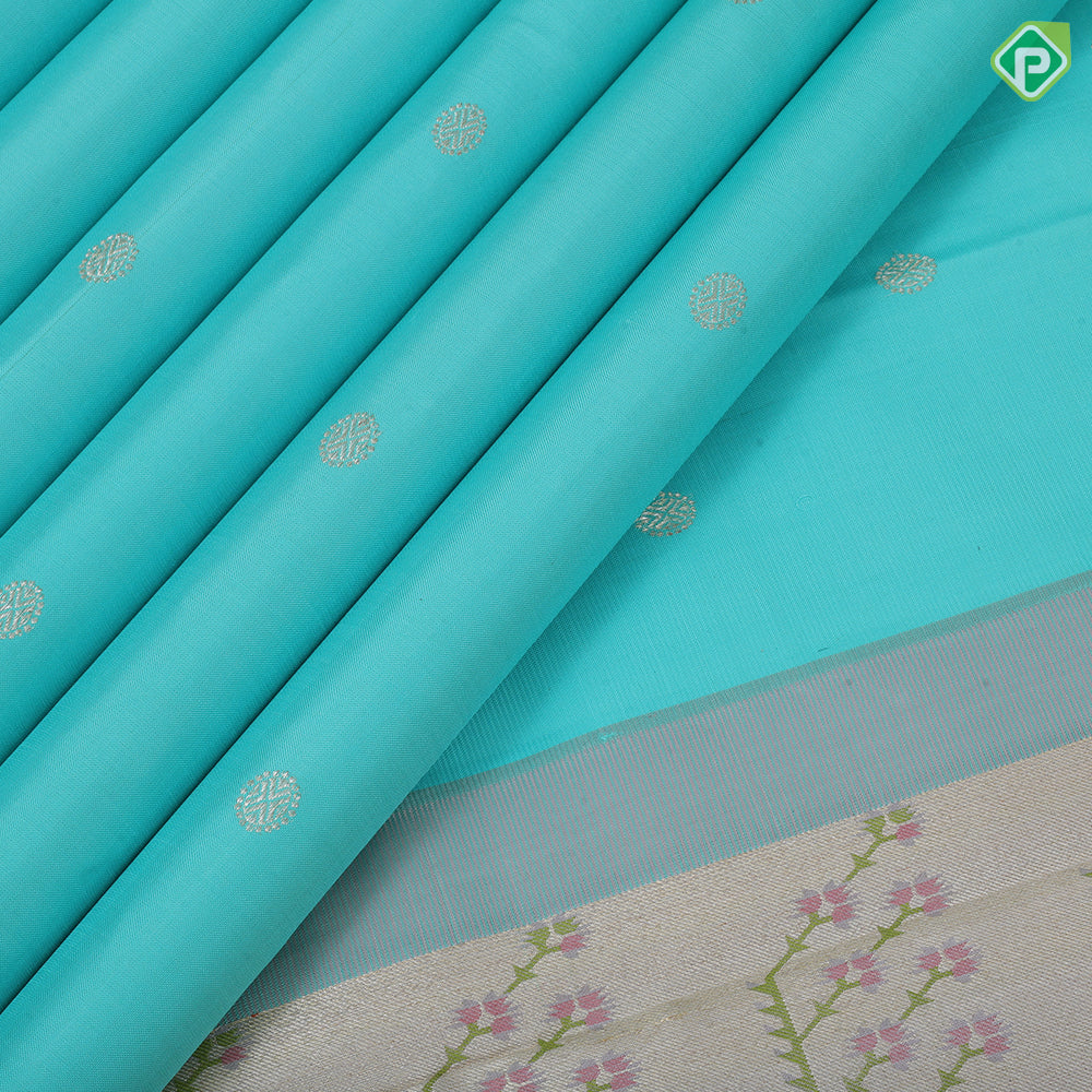 Rexona green silver gold zari rudraksham butta design lavender silver gold zari banaras style border fusion silk saree
