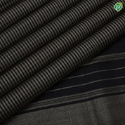 Black with sandal checks and stripes design borderless edge border Luxury black silk saree