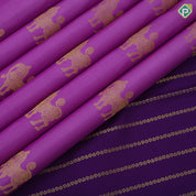 Pink Gold Zari Yali Butta Design Purple Elephant Peacock Border Design Traditional Silk Saree